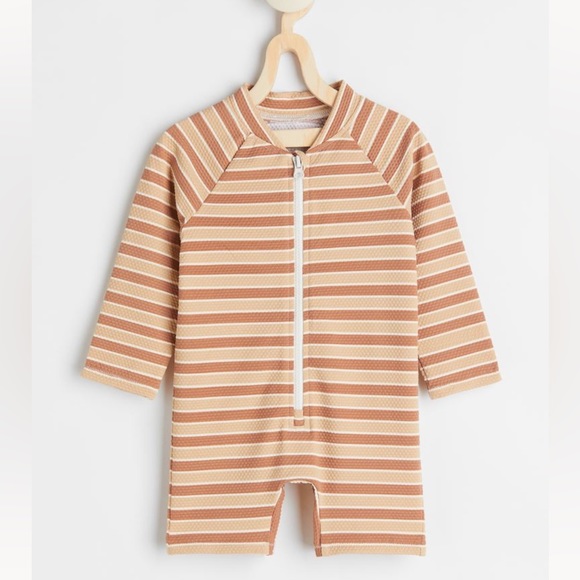 H&M Swim Hm Kids Nwt Boys One Piece Zip Up Swimsuit Upf 5 2t 4t